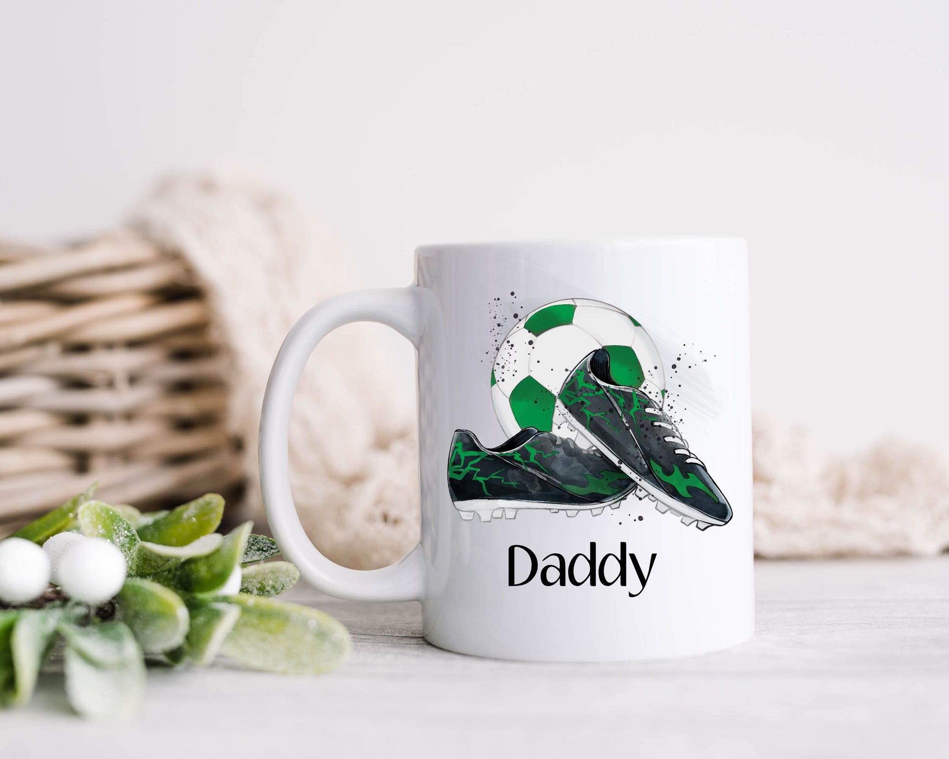 Dad Gift, Christmas Gifts, Personalised Dad Football Mug, Gift For Grampy, Mug Gift Set For Him, Stocking filler, Grandad Christmas Gift