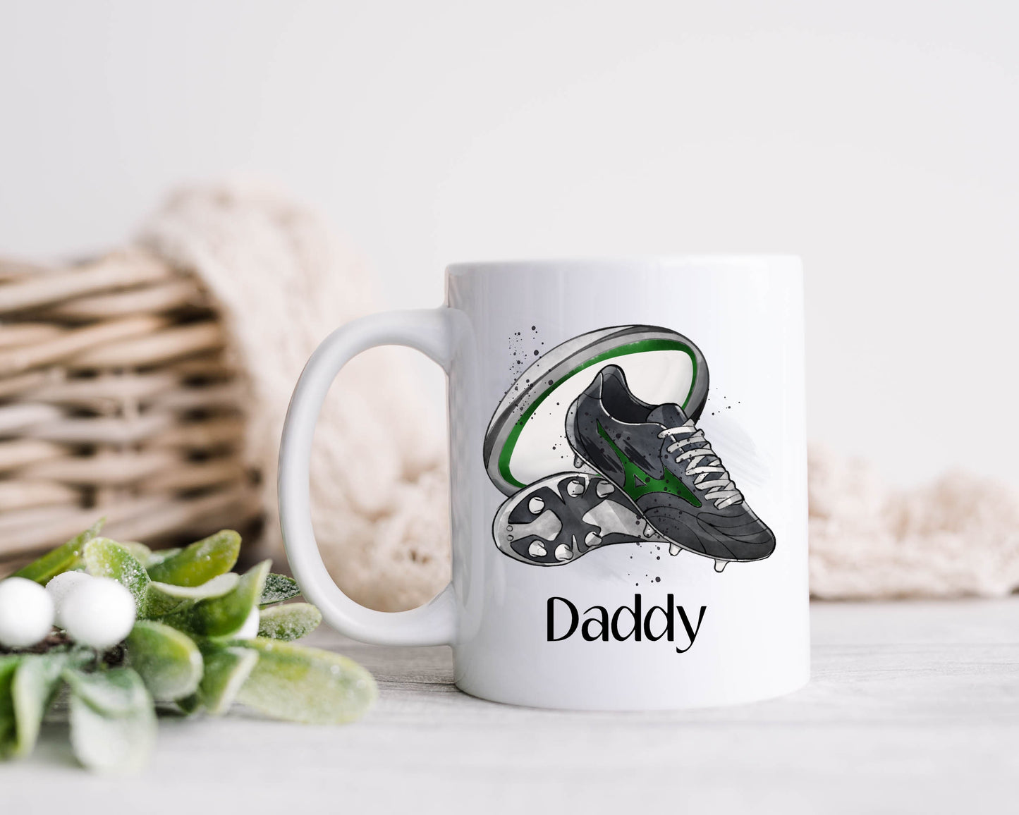Dad Gift, Christmas Gifts, Personalised Dad Football Mug, Gift For Grampy, Mug Gift Set For Him, Stocking filler, Grandad Christmas Gift
