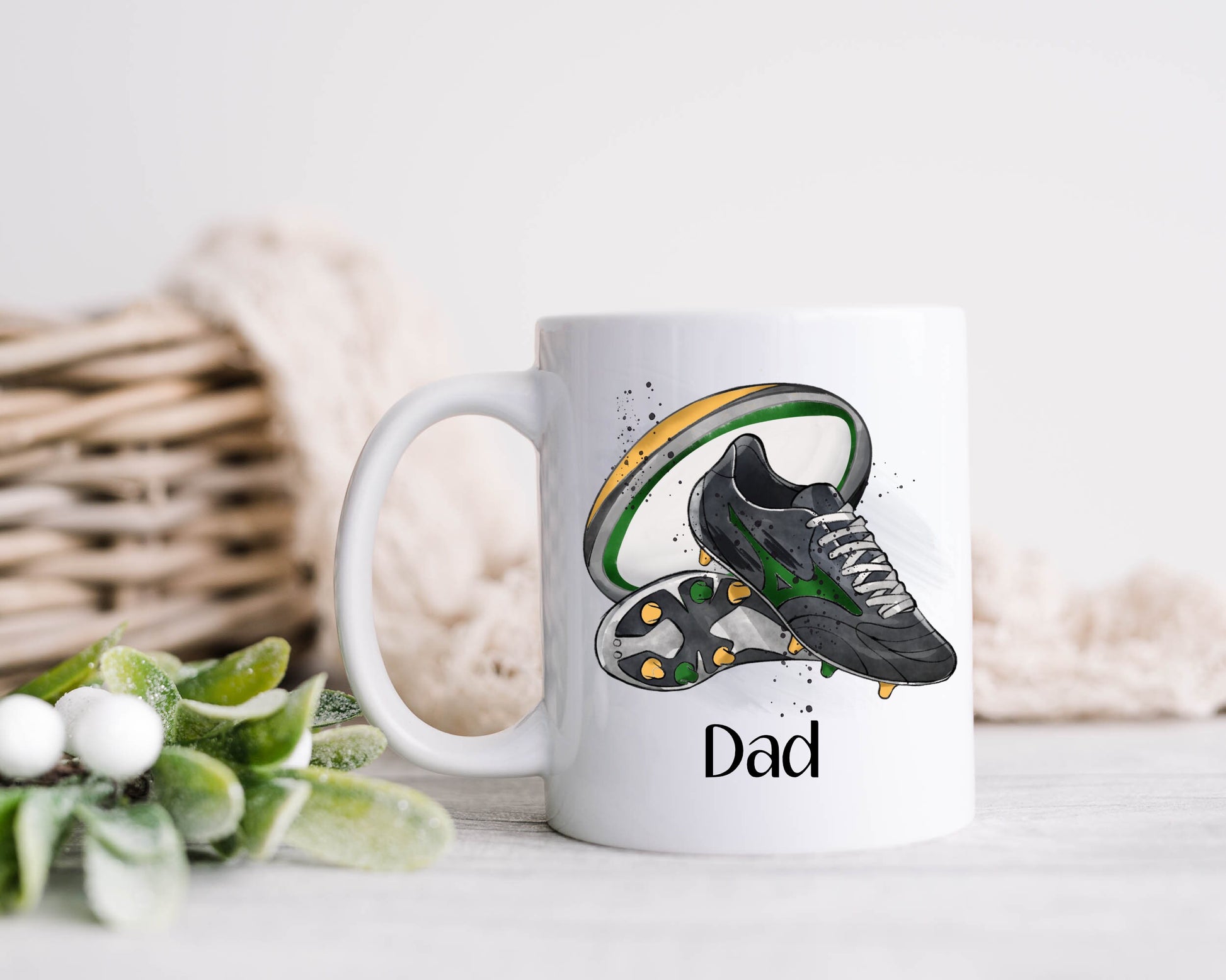 Dad Gift, Christmas Gifts, Personalised Dad Football Mug, Gift For Grampy, Mug Gift Set For Him, Stocking filler, Grandad Christmas Gift