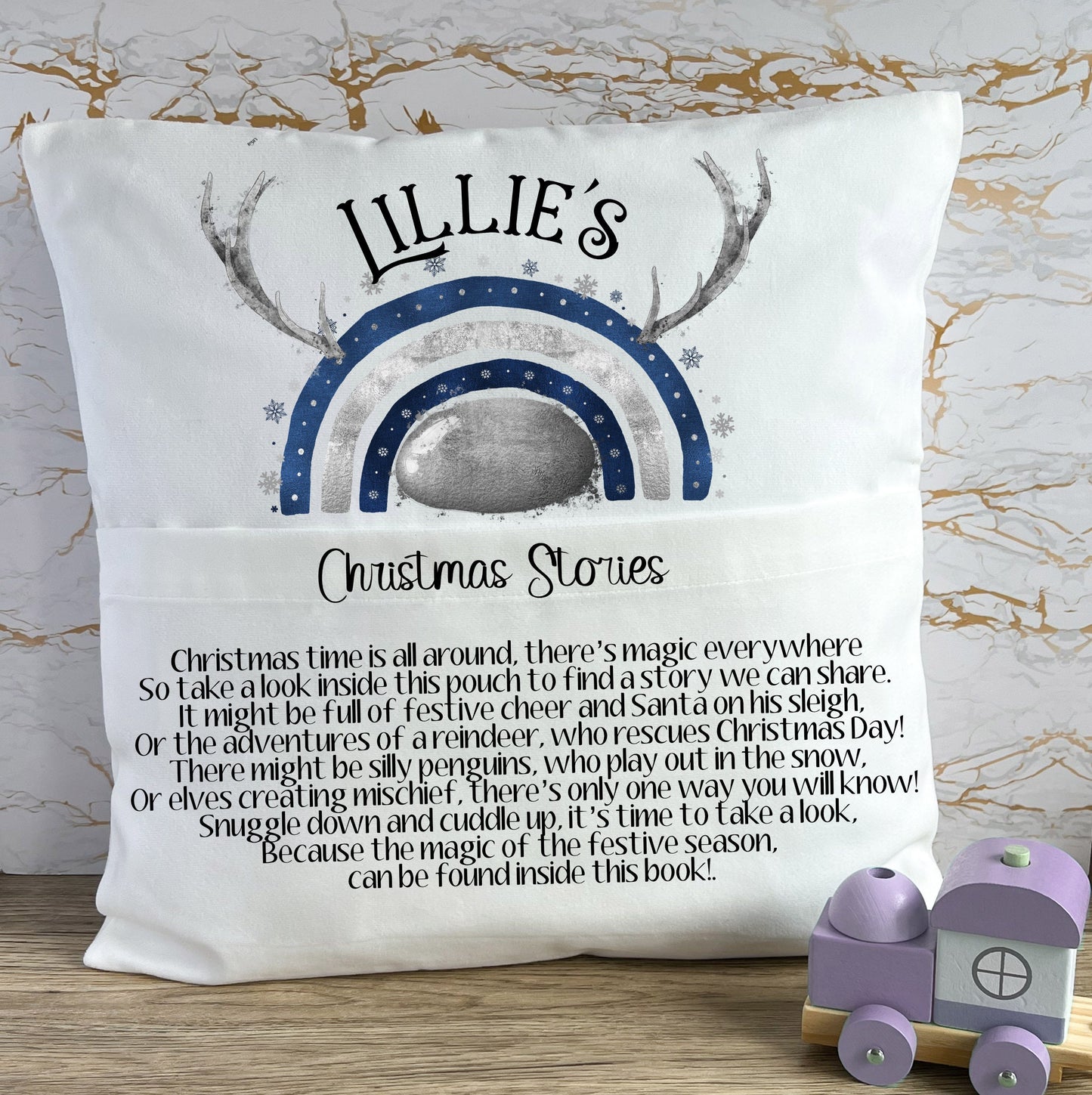 Christmas Book Cushion, Kids Book Cushion, Rainbow Book Cushion, Book Cushion For Grandson, Reading Story Pillow, Granddaughter Gift