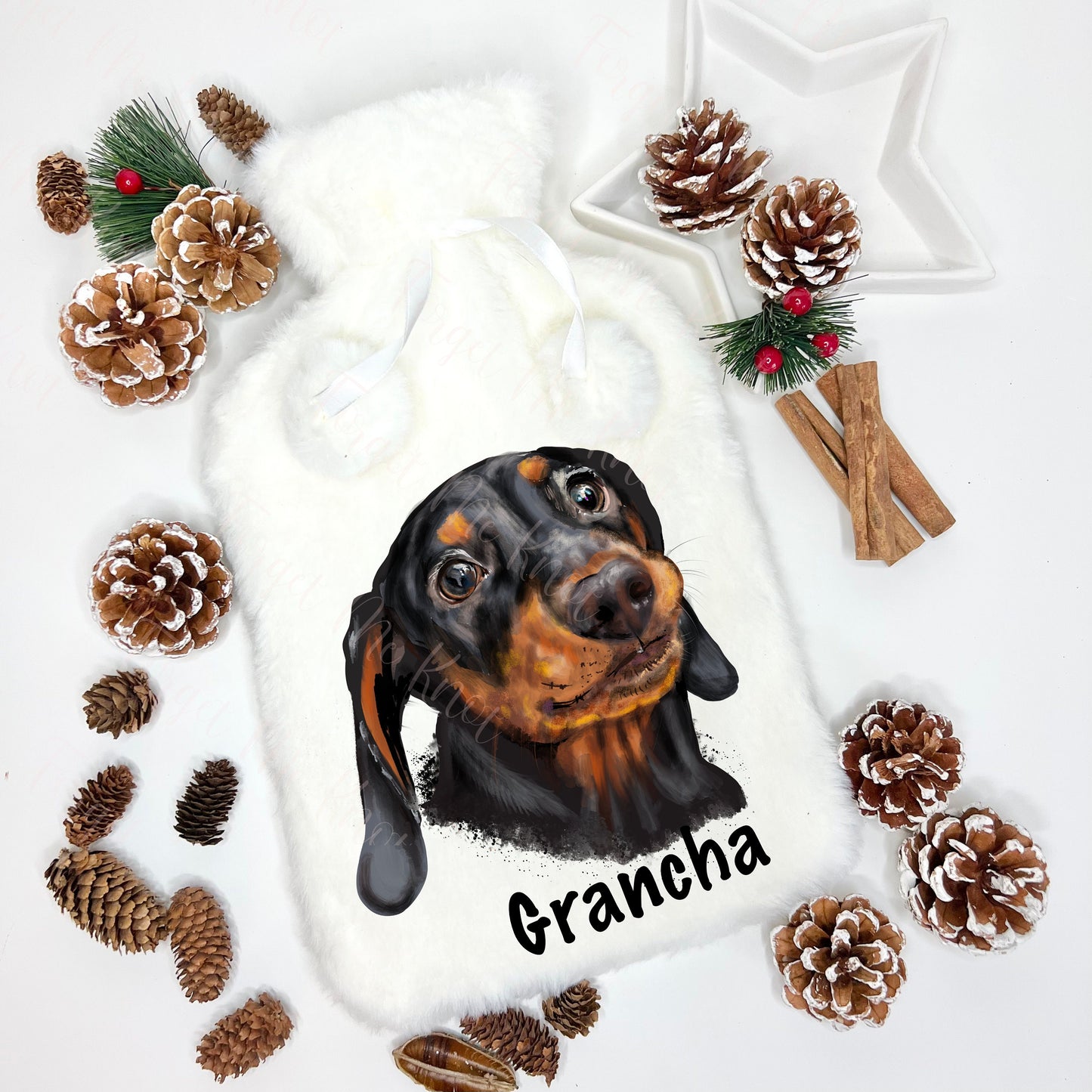 Personalised Hot Water Bottle, Dachshund Design Hot Water Bottle, Dachshund Gifts, Hot Water Bottle, Deluxe Fluffy Cover, Dog Gifts