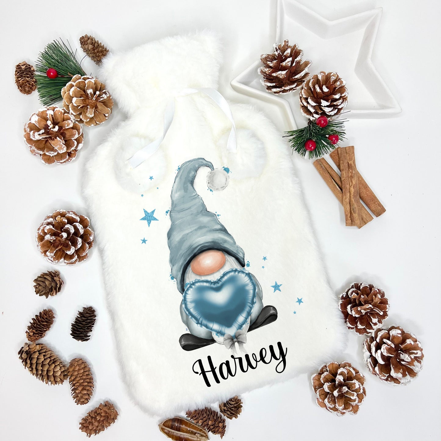 Valentine Gift, Gonk Gifts, Personalised Hot Water Bottle, Gonk Design Hot Water Bottle, Deluxe Fluffy Cover, Friend Gift