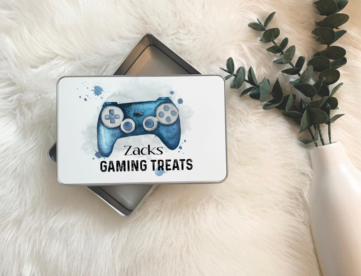 Gamer Gifts, Personalised Gamer Snack Tin. Christmas Gifts, Personalised Storage Tin, Stocking Filler For Teens, Gamer Treat Tin