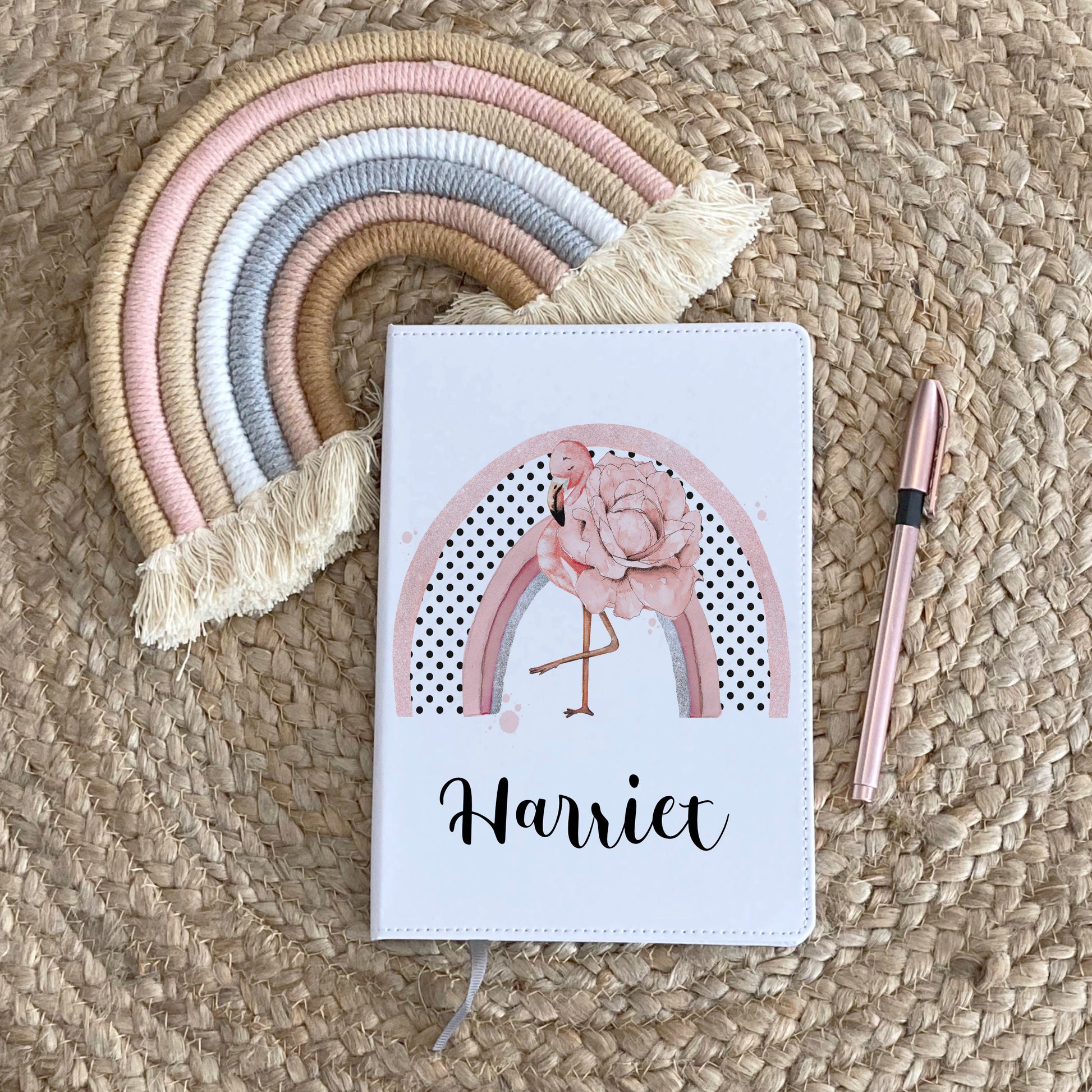 Flamingo Gifts, Personalised Notebook, Personalised Gift For Her, Flamingo Mug, Secret Santa gift, Stocking Filler, Gift For Friend