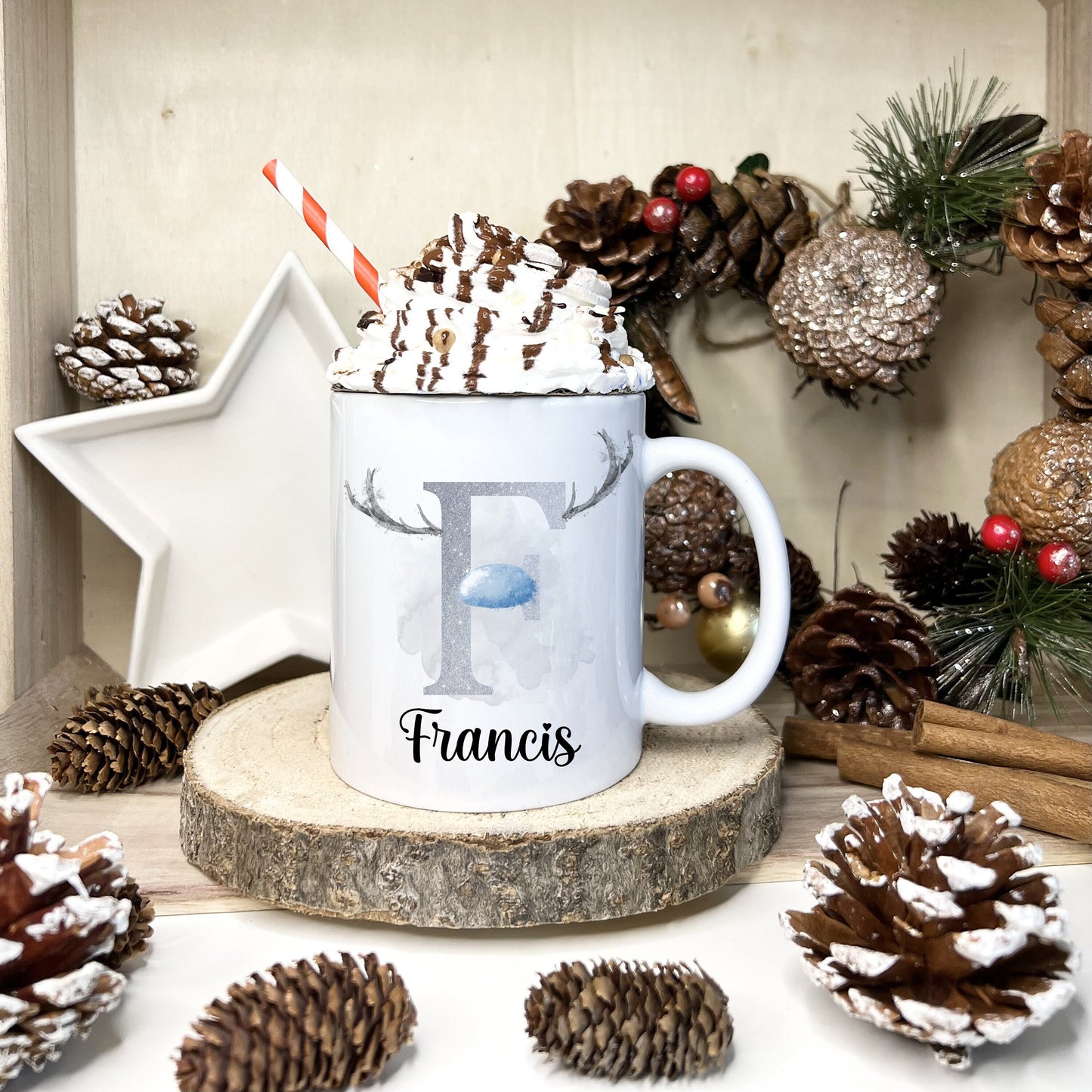 Christmas Mug, Reindeer Mug, Personalised Christmas Mug, Christmas Gifts For Friend, Xmas Gift For Grandchildren, Secret Santa Gift