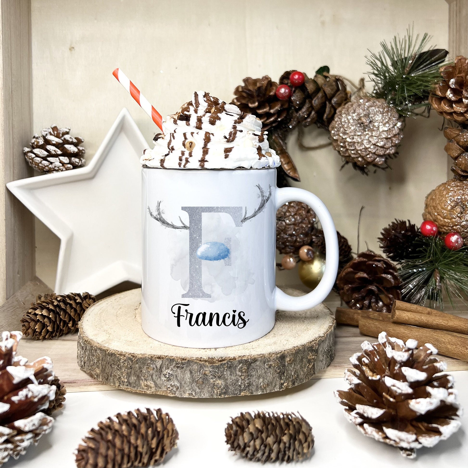 Christmas Mug, Reindeer Mug, Personalised Christmas Mug, Christmas Gifts For Friend, Xmas Gift For Grandchildren, Secret Santa Gift