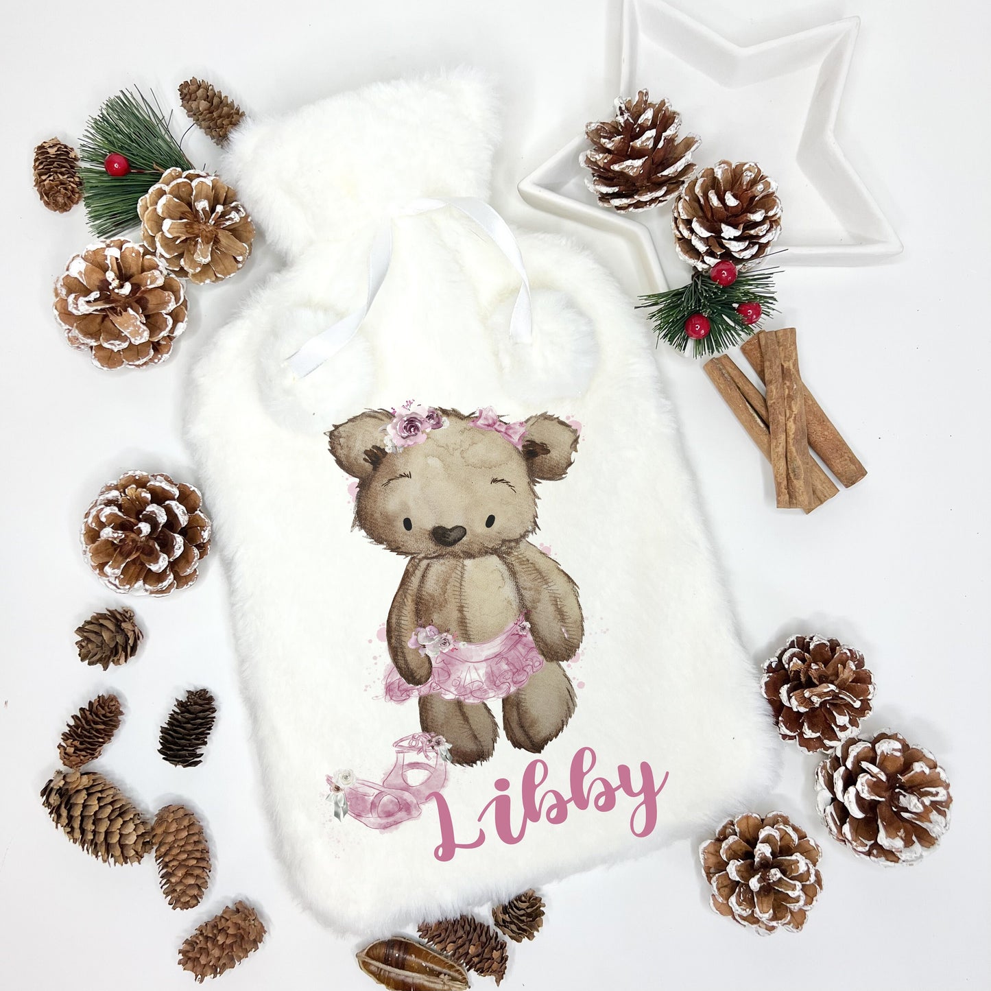 Personalised Hot Water Bottle, Teddy Bear Design Hot Water Bottle, Childs Hot Water Bottle, Deluxe Fluffy Cover