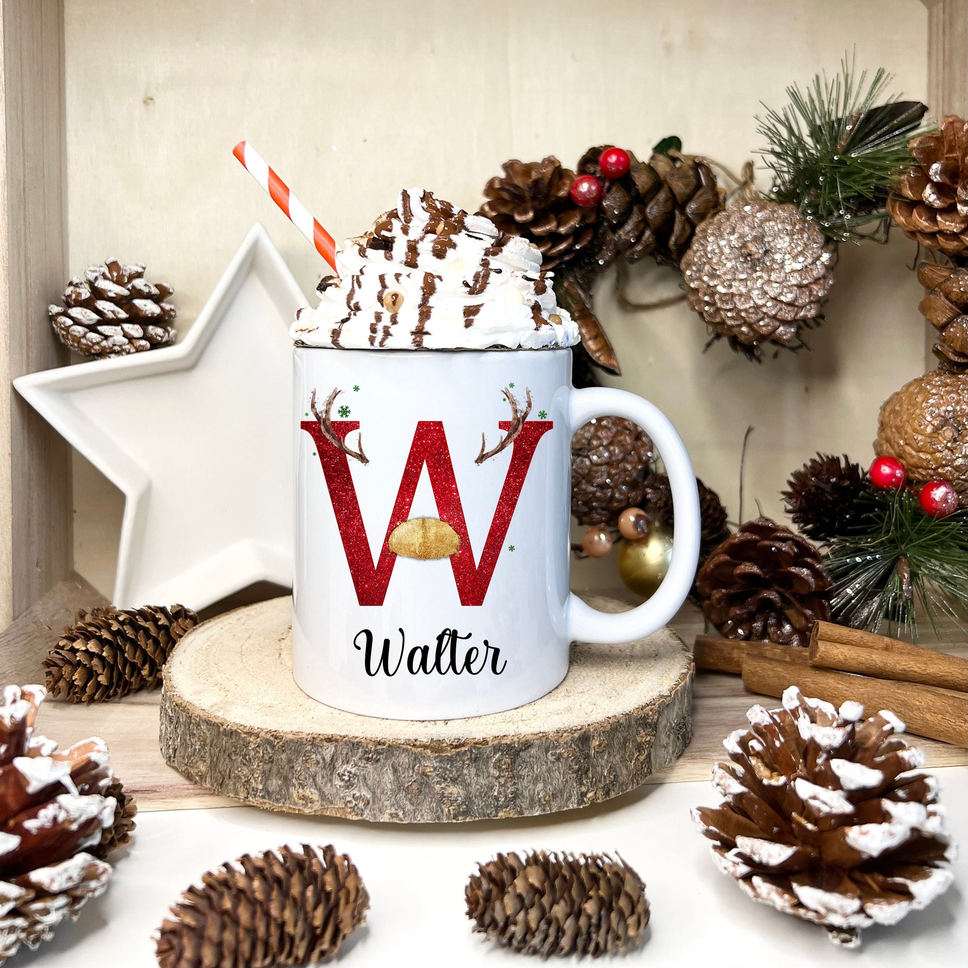 Christmas Mug, Reindeer Mug, Personalised Christmas Mug, Christmas Gifts For Friend, Xmas Gift For Grandchildren, Secret Santa Gift