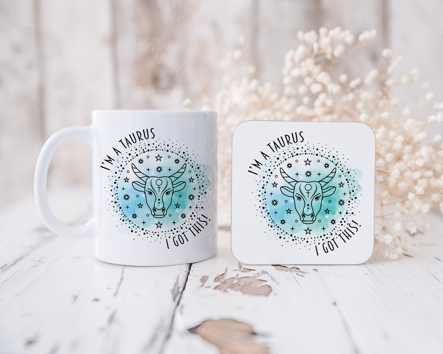 Personalised Star Sign Mug, Zodiac Sign Mug Set, Astrology Gift, Motivational Gift, Aquarius Star Sign Gift