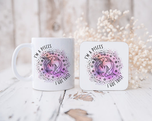 Personalised Star Sign Mug, Zodiac Sign Mug Set, Astrology Gift, Motivational Gift, Pisces Star Sign Gift