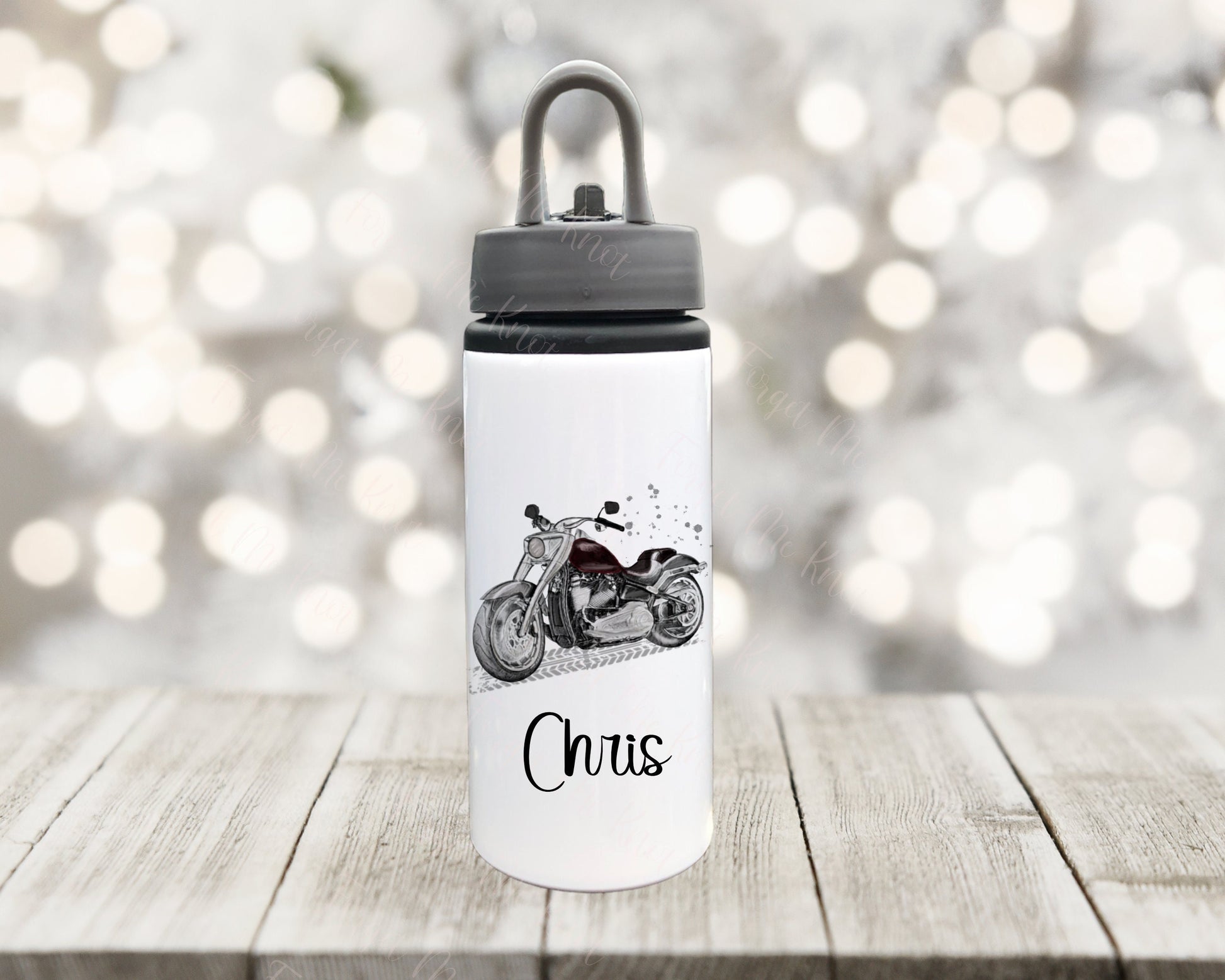 Motorbike Water Bottle, Personalised Water Bottle, Water Bottle With Straw, Personalized Gift For Her, Motorbike Drinks Bottle