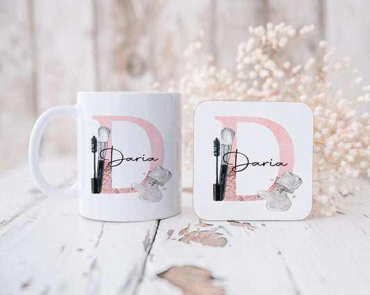 Makeup Artist Gift, Christmas Gifts, PersonalisedMake Up Mug, Make Up Initial Mug, Stocking Filler, Make Up Artist Mug, Makeup Coffee Mug