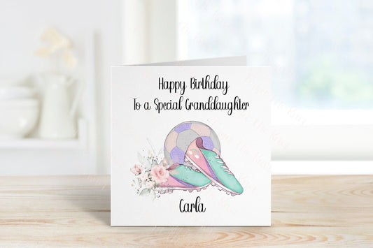 Granddaughter Football Birthday Card,Personalised Birthday Card, Daughter Birthday Card, Football Card For Girls
