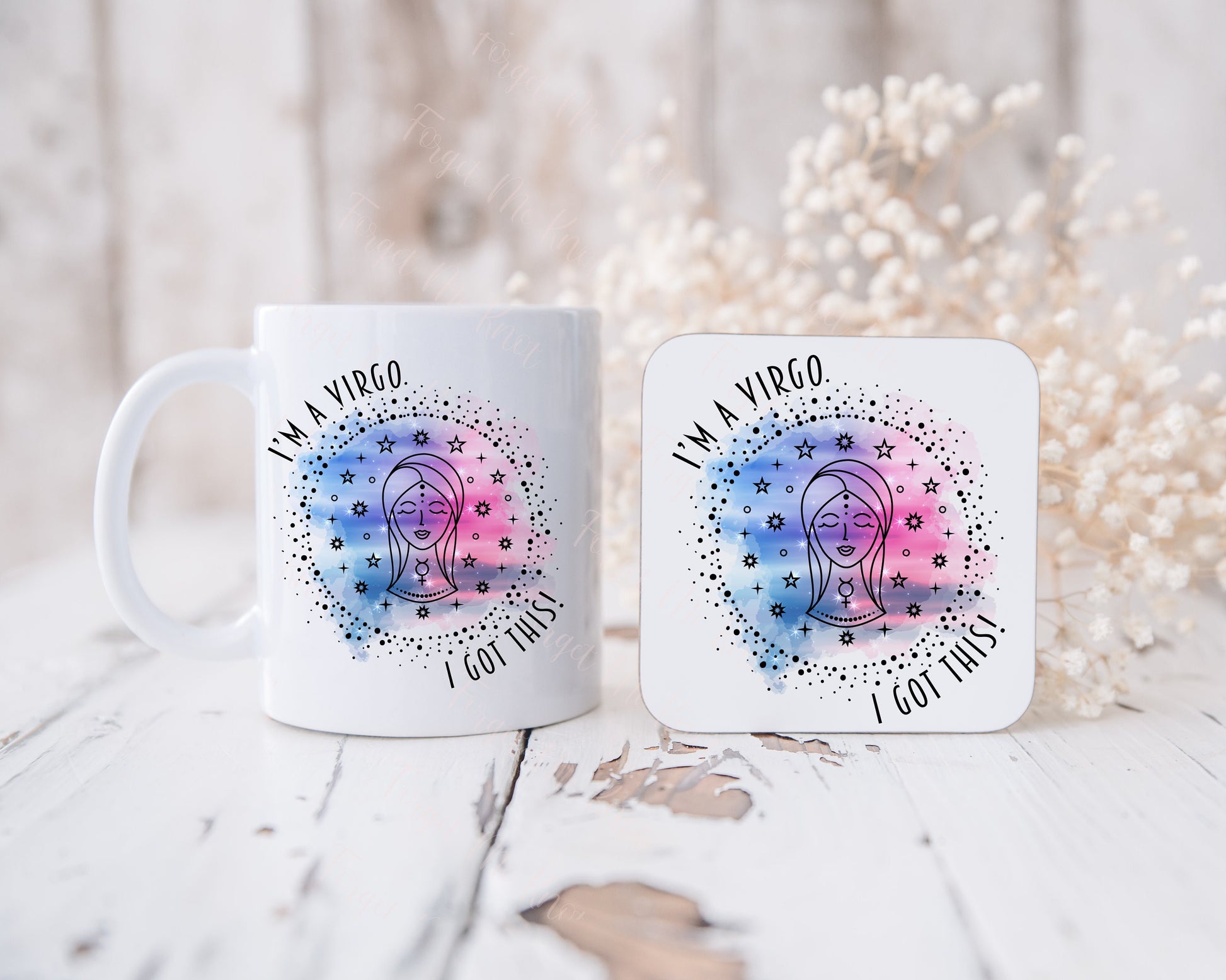 Personalised Star Sign Mug, Zodiac Sign Mug Set, Astrology Gift, Motivational Gift, Aquarius Star Sign Gift