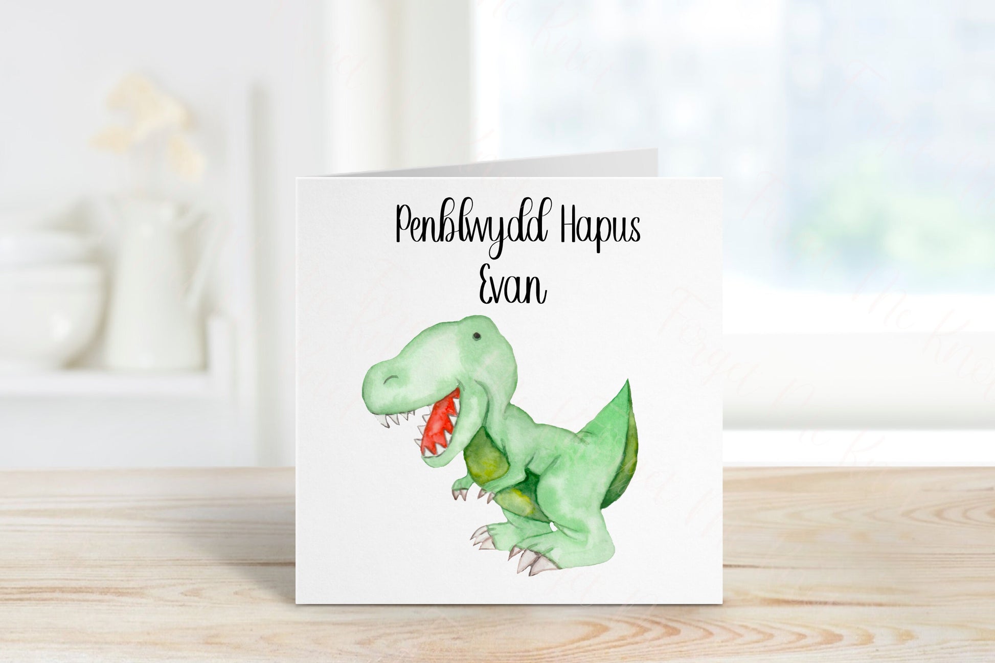 Welsh Dinosaur Birthday Card, Personalised Birthday Card, Daughter Birthday Card, Son Birthday Card, Grandson Birthday Card, Welsh Card