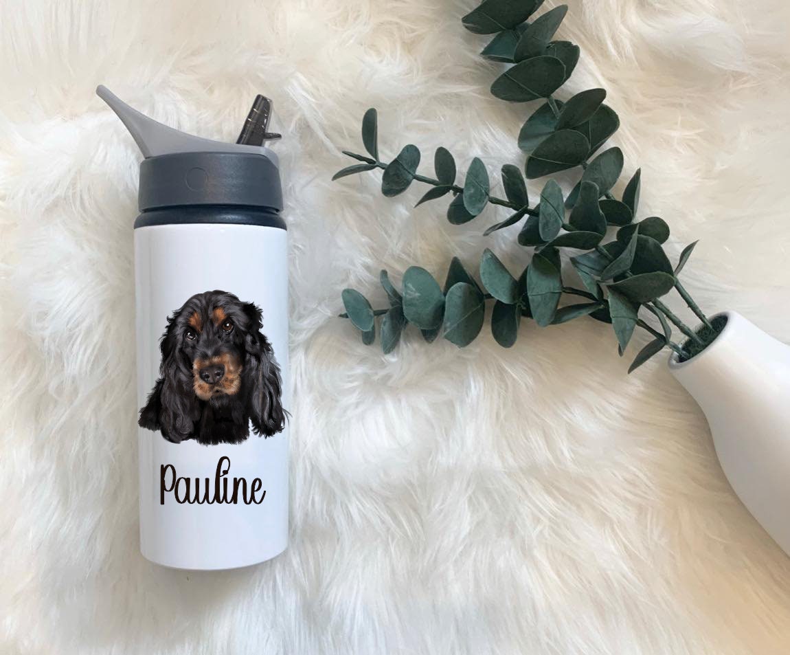Cockerpoo Water Bottle, Personalised Water Bottle, Water Bottle With Straw, Personalized Gift For Her, Dog Water Bottle