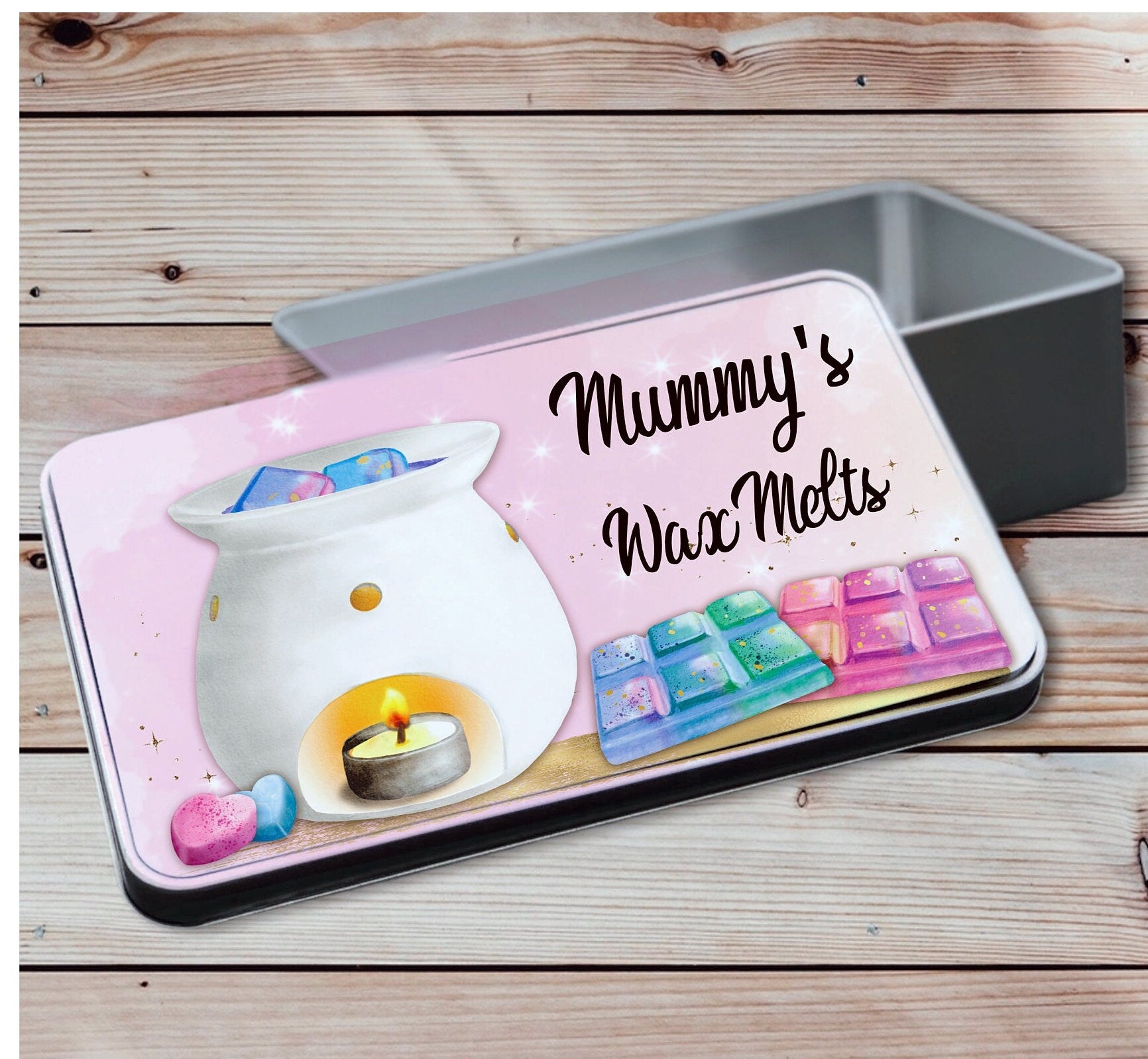 Mothers Day Gift, Wax Melts Storage Tin, Personalised Wax Melt Tin, Gift For Her, Gift For Friend