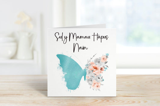 Welsh Mothers Day Card For Nain, Sul y Mamau Hapus, Welsh Mother's Day Card, Mam Mother's Day Card, Card For Nain