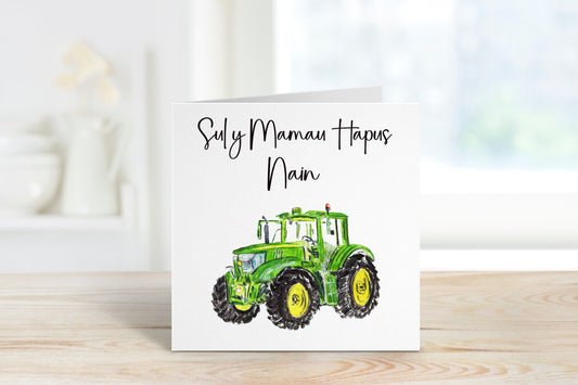 Welsh Mothers Day Card, Sul y Mamau Hapus, Welsh Mother's Day Card, Mam Mother's Day Card, Tractor Card For Nain