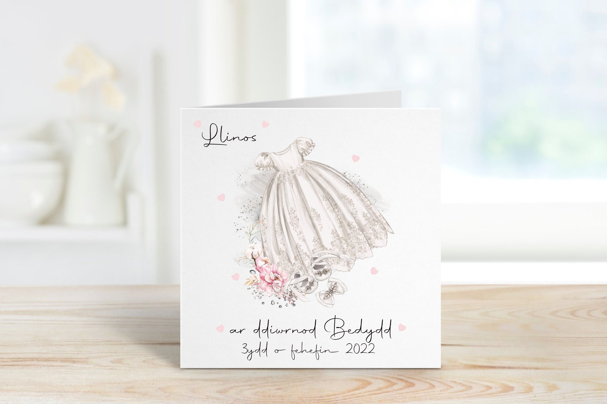 Cerdyn Cymraeg, Cerdyn Bedydd, Ar ddiwrnod Bedydd, Welsh Christening Card, Welsh Baptism Card, Personalised Christening Card