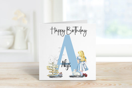 Daughter Birthday Card, Personalised Alice Birthday Card, Personalised Birthday Card For Girls