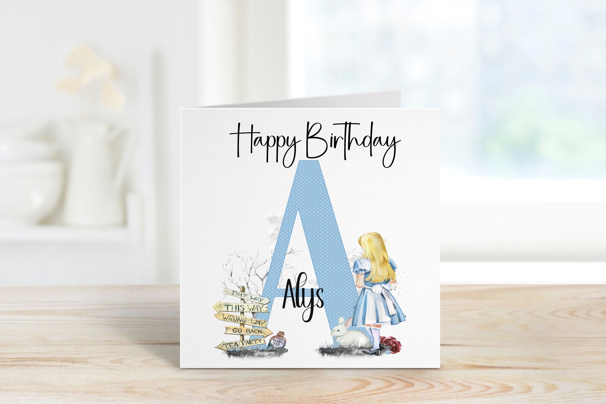 Daughter Birthday Card, Personalised Alice Birthday Card, Personalised Birthday Card For Girls