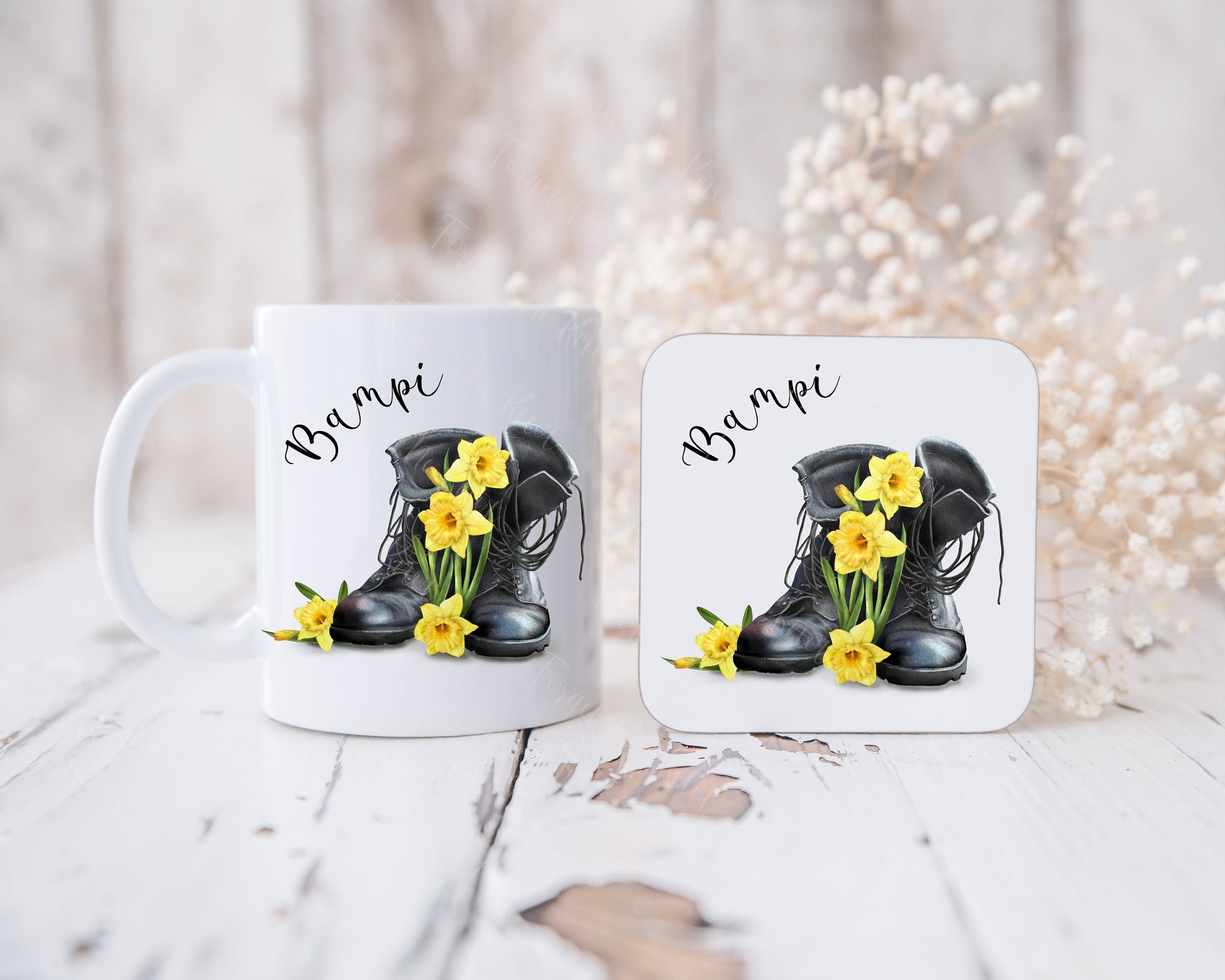 Fathers Day, Fathers Day Gift For Dad, Fathers Day Gift For Grampy, Fathers Day Mug For Bampi, English Rose & Boots Design