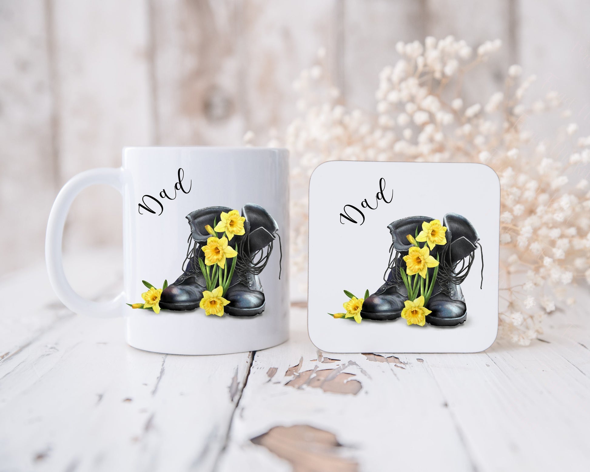 Fathers Day, Fathers Day Gift For Dad, Fathers Day Gift For Grampy, Fathers Day Mug For Bampi, English Rose & Boots Design