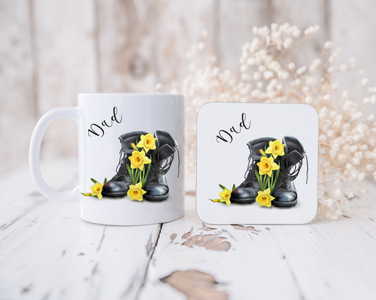Fathers Day, Fathers Day Gift For Dad, Fathers Day Gift For Grampy, Fathers Day Mug For Bampi, English Rose & Boots Design