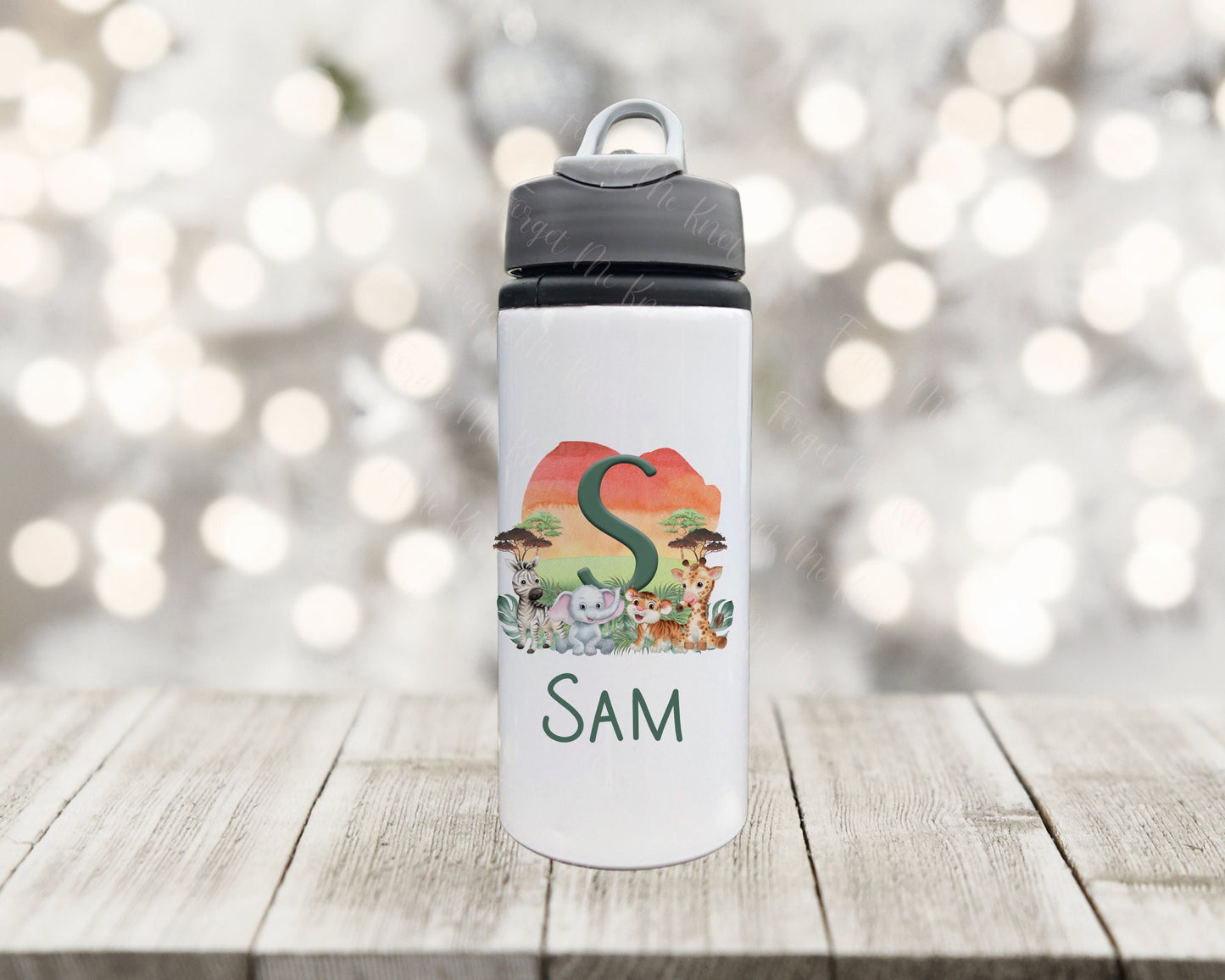 Kids Safari Water Bottle, Personalised Water Bottle, Water Bottle With Straw, Drinks Bottle For Kids, School Bottle,