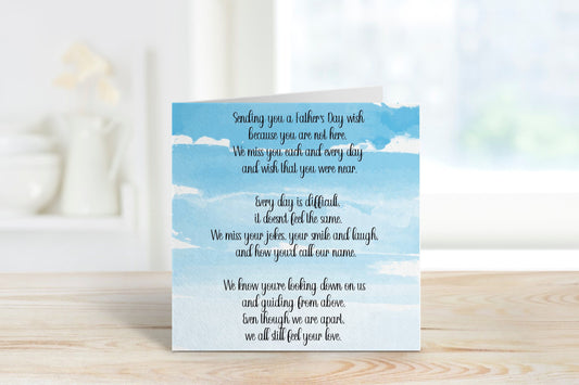 Daddy In Heaven Fathers Day Card, Personalised Fathers Day Card For Dad, Father's Day Card For Father In Heaven