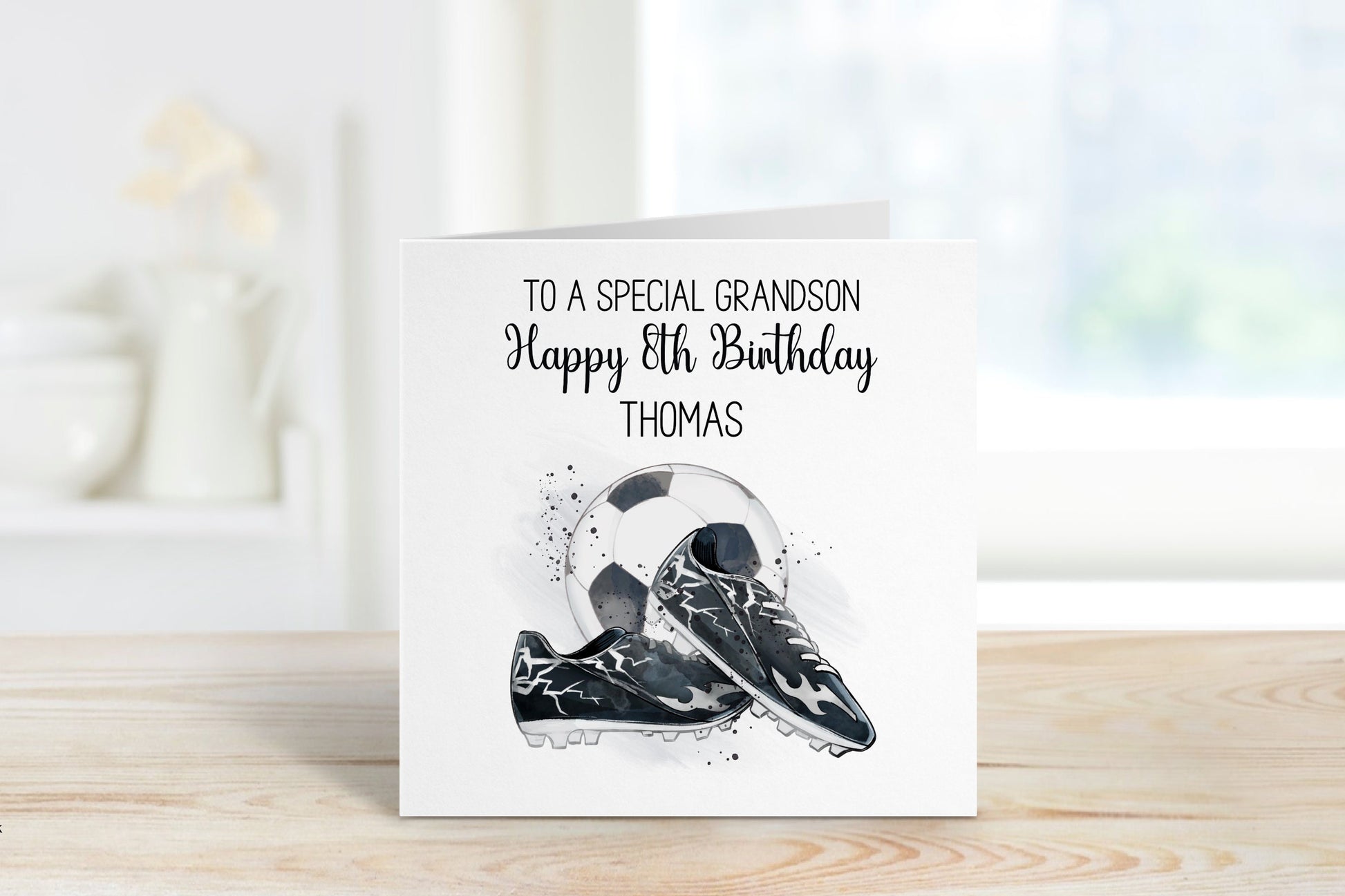 Personalised Grandson Football Birthday Card, Any Age Birthday Card For Grandson, 1,2,3,4,5,6,7,8,9,10