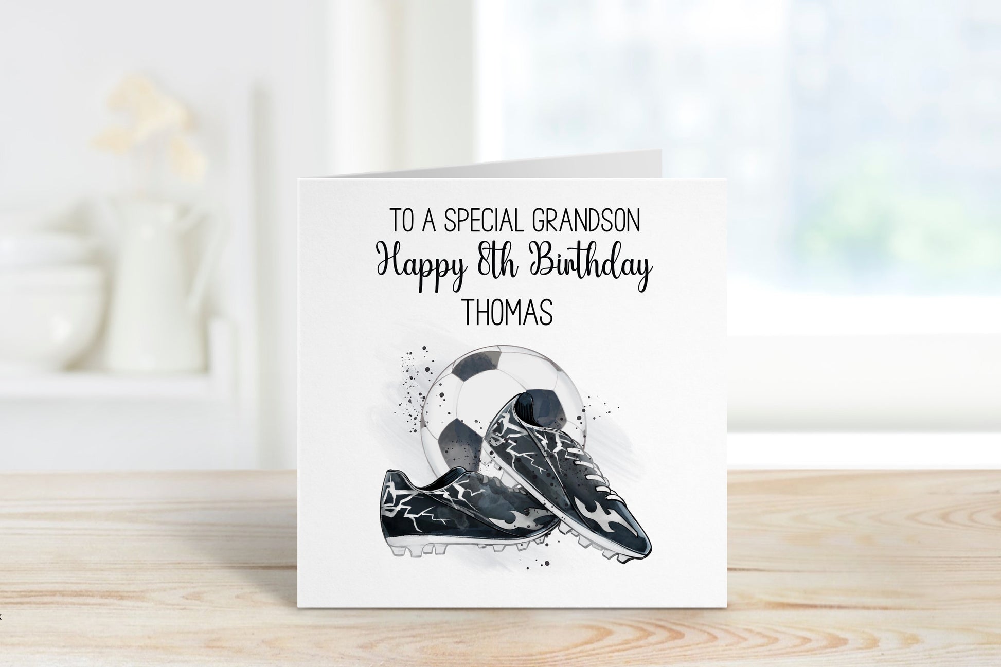 Grandson Football Birthday Card, Personalised Grandson Birthday Card, Any Age Birthday Card For Grandson, 1,2,3,4,5,6,7,8,9,10