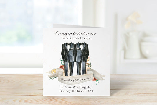 Personalised Gay Wedding Card, Same Sex Wedding Card, Mr & Mr Wedding Day Card