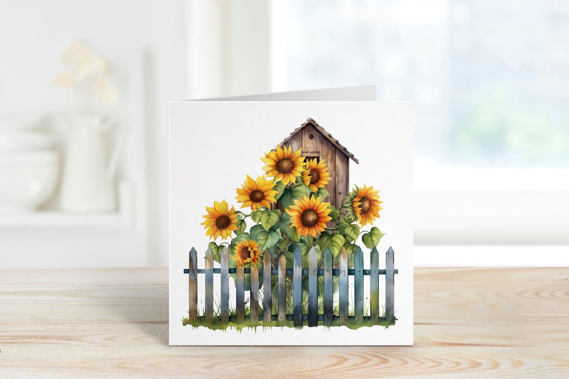 Blank Card, Picture Only Card, Sunflower Card, Landscape Scenery Greeting Card