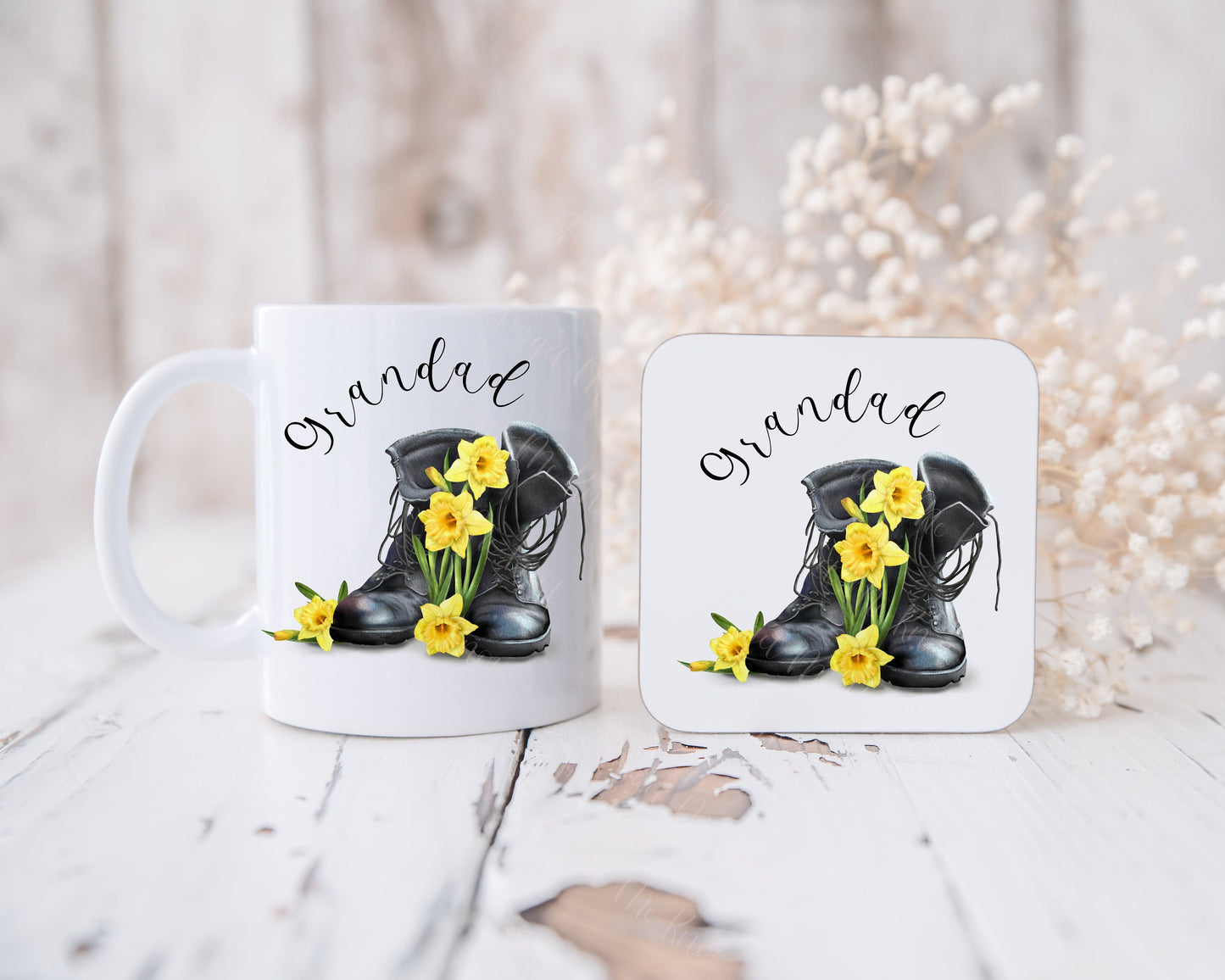 Fathers Day, Fathers Day Gift For Dad, Fathers Day Gift For Grampy, Fathers Day Mug For Bampi, English Rose & Boots Design