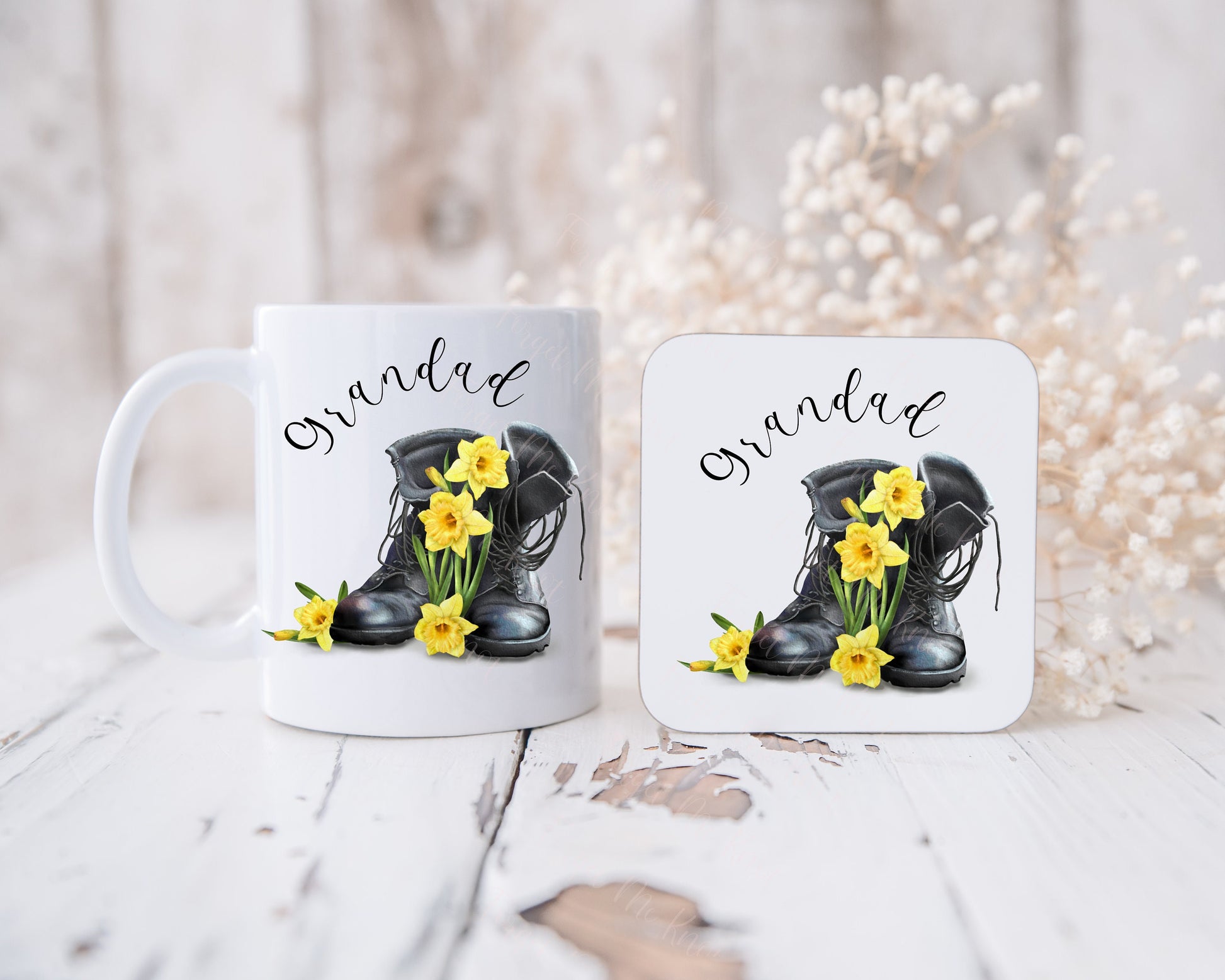 Fathers Day, Fathers Day Gift For Dad, Fathers Day Gift For Grampy, Fathers Day Mug For Bampi, English Rose & Boots Design