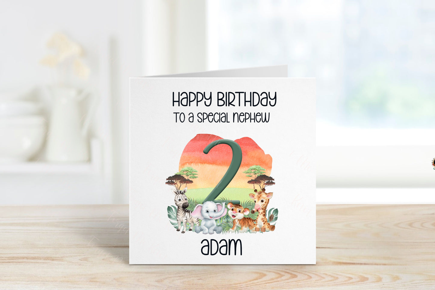 Personalised Great Grandson Birthday Card, Safari Theme Birthday Card, Any Age, 1st, 2nd, 3rd, 4th, 5th, 6th Great Grandson Birthday Card