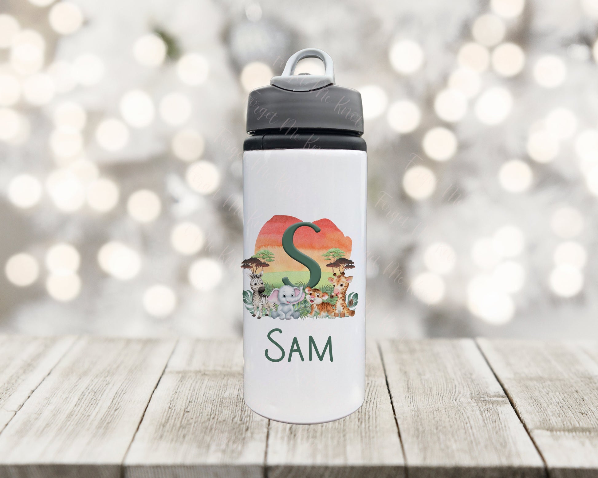 Kids Safari Water Bottle, Personalised Water Bottle, Water Bottle With Straw, Drinks Bottle For Kids, School Bottle,