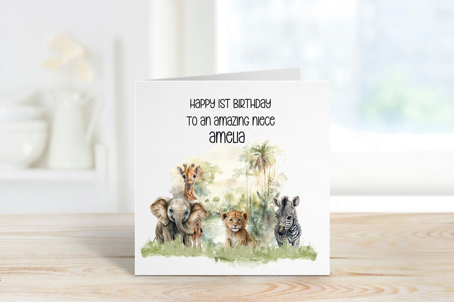 Personalised Goddaughter Birthday Card, Safari Theme Birthday Card, Any Age, 1st, 2nd, 3rd, 4th, Goddaughter Birthday Card