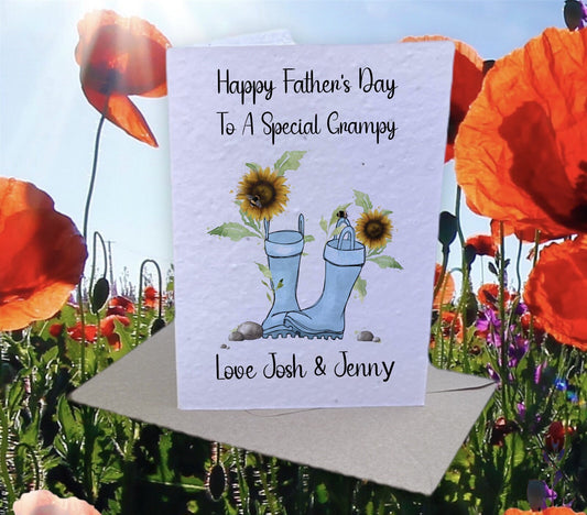 Personalised Father's Day Card, Plantable Seed Card Gift, Personalised Card For Grampy, Card For Bampy, Personalised Card For Bampi