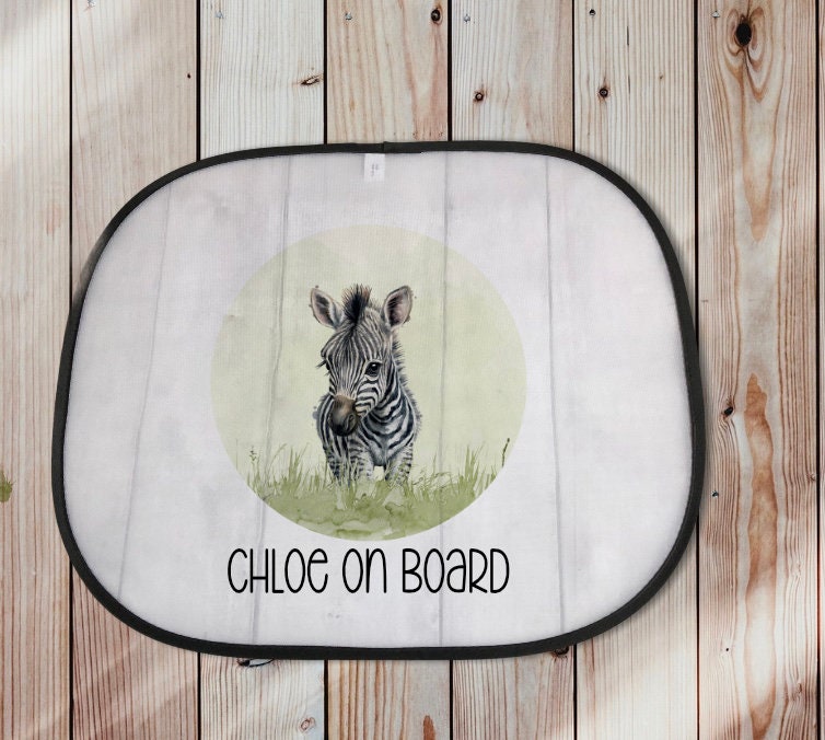 Car Sun Shade, Personalised Car Sun Shade, Baby On Board Sign, Sun Shade For Car, Safari Car Shade