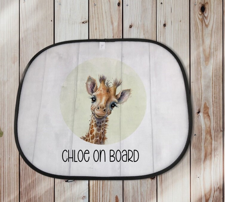 Car Sun Shade, Personalised Car Sun Shade, Baby On Board Sign, Sun Shade For Car, Safari Car Shade