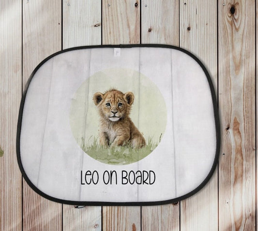 Car Sun Shade, Personalised Car Sun Shade, Baby On Board Sign, Sun Shade For Car, Safari Car Shade
