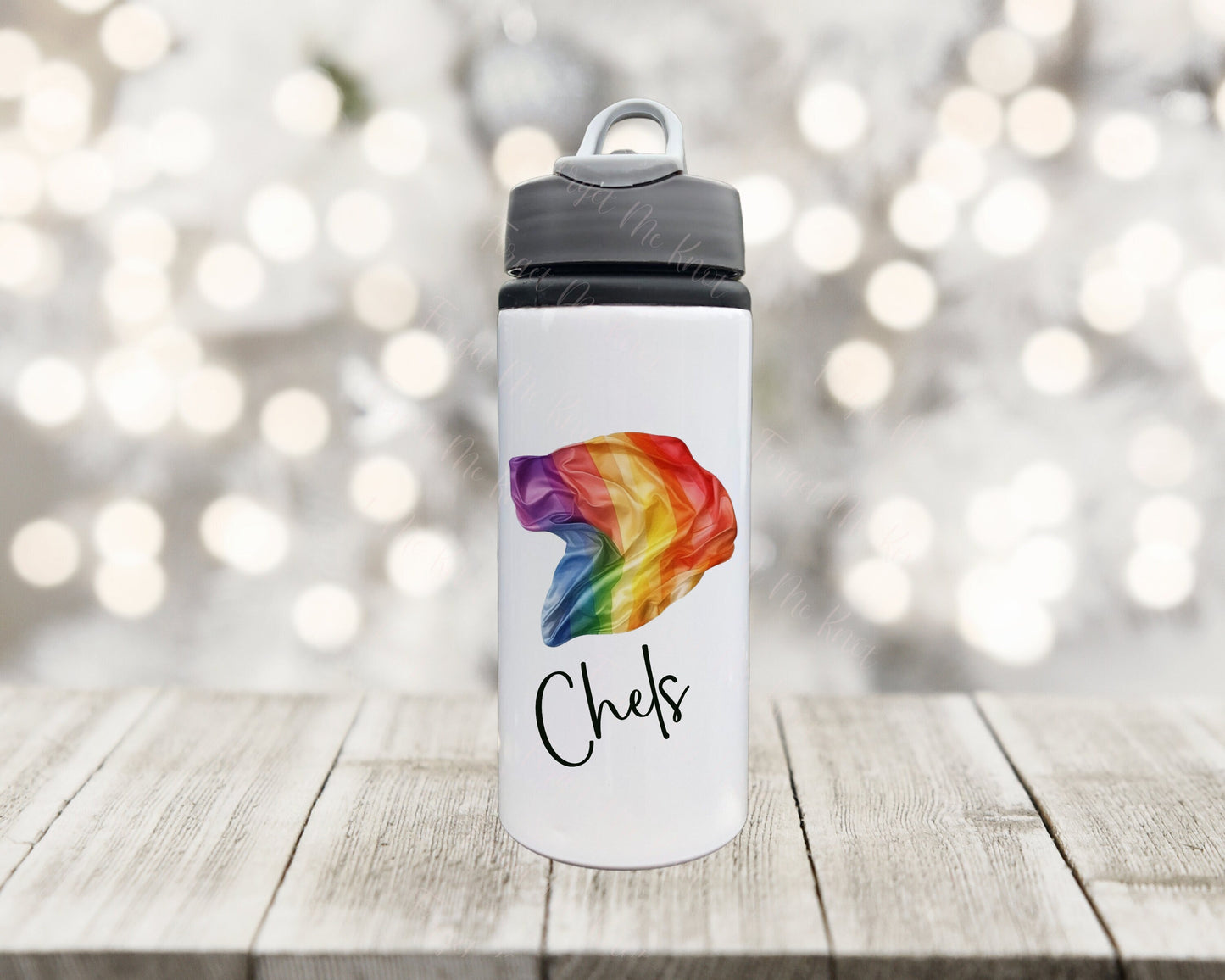 Personalised Rainbow Flag Water Bottle, Pride Rainbow Water Bottle, LGBTQ Pride Rainbow Drinks Bottle