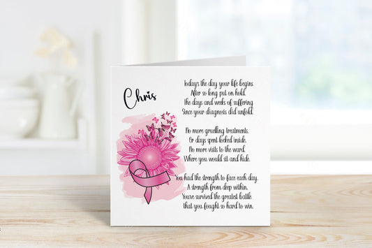 Breast Cancer Survivor Card, Beaten Cancer Card, Survivor Card, Card For Her, Card For Him, Pink Butterfly Cancer Survivor Card
