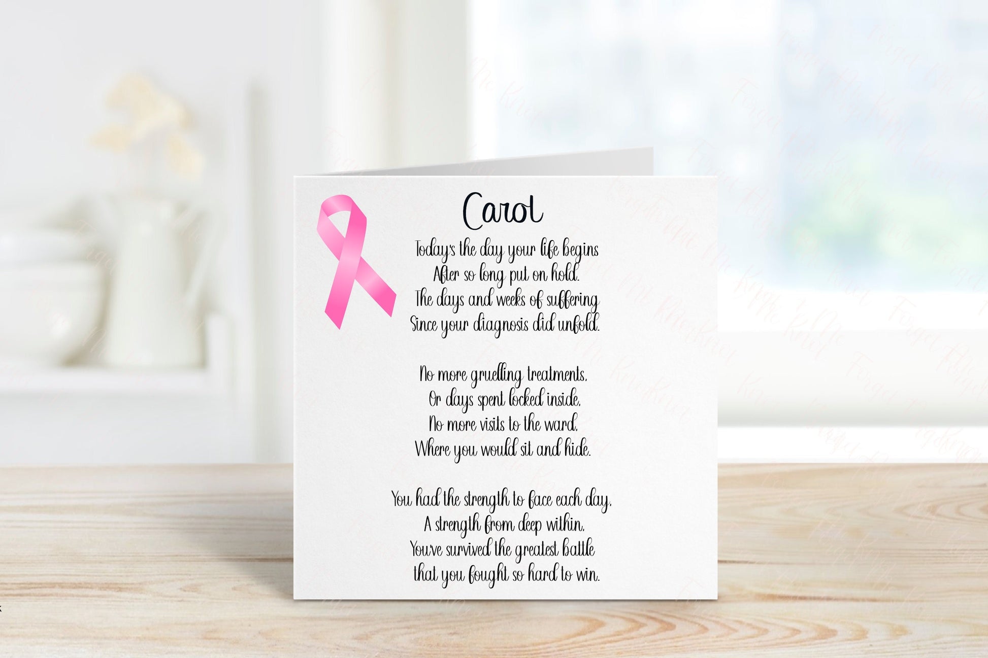 Breast Cancer Survivor Card, Beaten Cancer Card, Personalised Cancer Survivor Card, Pink Ribbon Breast Cancer Survivor Card