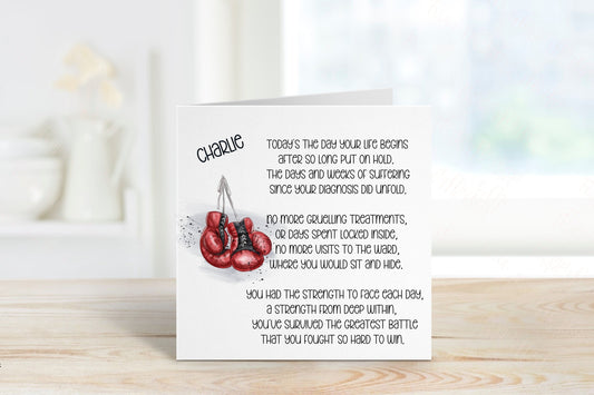 Cancer Survivor Card, Beaten Cancer Card, Survivor Card, Card For Her, Card For Him, Pink Boxing Cancer Survivor Card