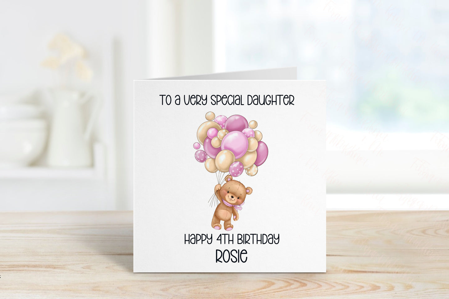Personalised Great Niece Birthday Card, Bear And Balloons Card, Any Age, 1st, 2nd, 3rd, 4th, Great Niece 1st Birthday Card