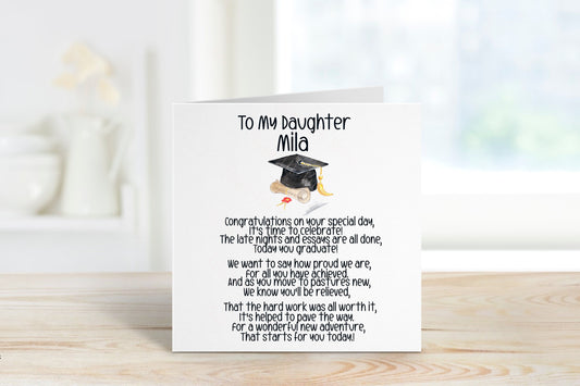 Daughter Graduation Card, Personalised Graduation Card For Her, Graduation Card For Daughter